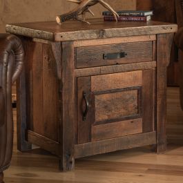 Rocky Creek Barn Wood 1 Drawer Enclosed End Table