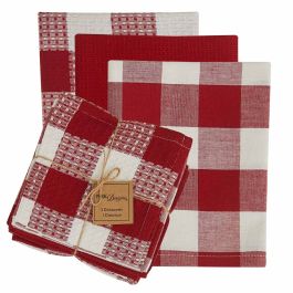 Rustic Dove Gray Checkered 4 Piece Kitchen Towel Set