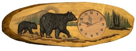 Walking Black Bears Wood Wall Clock