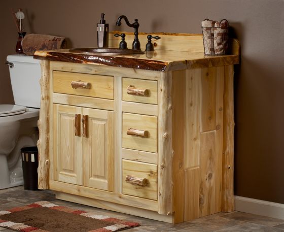 Cedar Lake Solid Wood Rustic Log Vanity 48