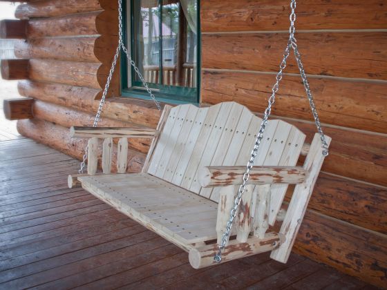 Rustic Log Porch Swing