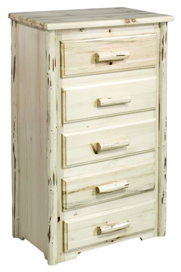 Montana 4 Drawer Log Chest - Flat Drawer Fronts - Clear Finish - Log Pulls