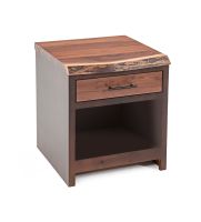 Modern Rustic Live Edge Walnut End Tables or Nightstands - 1 Drawer - Natural Drawers
