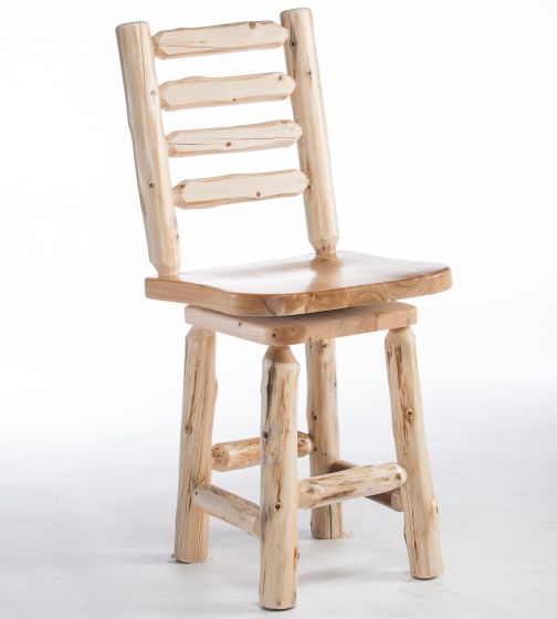 Cedar Lake Swivel Log Bar Stool in Clear Finish