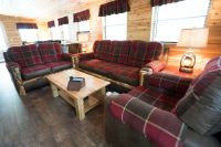 Beartooth Aspen Mountain Comfort Upholstered Living Room Set - Gnarly Logs - Dakota Brandy Accent Fabric & Whitehall Currant Main Fabric