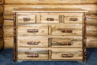 Glacier Country 9 Drawer Log Dresser - Flat Drawer Fronts - Log Pulls