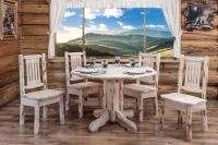 Montana Log Pedestal Dining Table | Shown with matching Side Chairs