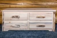 Montana 4 Drawer Log Sitting Chest--Flat drawers fronts, Unfinished