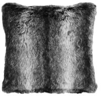 Black Wolf Faux Fur Pillow