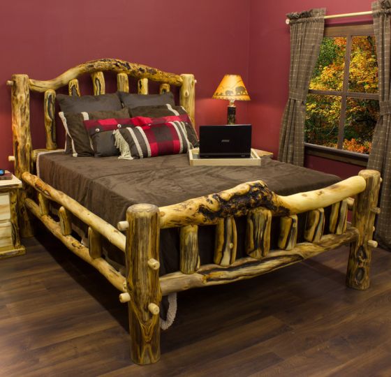 Rustic Curvy Aspen Log Bed