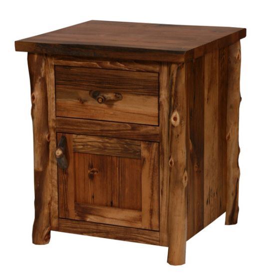 Rustic Aspen And Reclaimed Barn Wood Nightstand