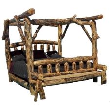 Log Canopy Bed