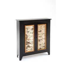 Painted Furniture Cupboard with Birch Bark Panels in Doors
