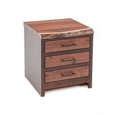 Modern Rustic Live Edge Walnut End Tables or Nightstands - 3 Drawer - Natural Drawers