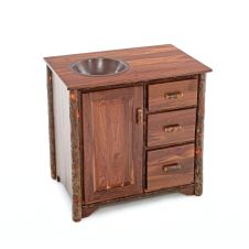 Black Walnut & Hickory Log Vanity - 36" - 42" Sink Left