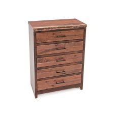 Modern Rustic Live Edge Walnut Chest of Drawers - 5 Drawer - Natural Drawers
