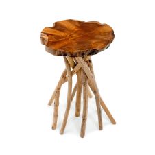Teak Slab Branch Base Side Table