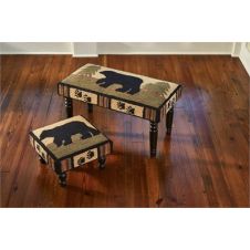 Adirondack Black Bear Hooked Stools
