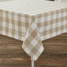 Natural Checkered Square Table Cloth
