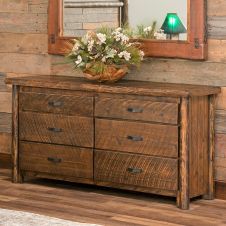 Olde Towne 6 Drawer Log Dresser--Barnwood Lager finish