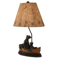 Rustic Canoeing Bear Family Table Lamp