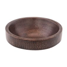 15" Small Round Oil Rubbed Bronze Hammered Copper Skirted Vessel Sink