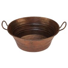 16" Oval Bucket Oil Rubbed Bronze Hammered Copper Vessel Sink