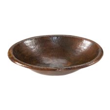 17" Oval Oil Rubbed Bronze Hammered Copper Self Rimming Sink