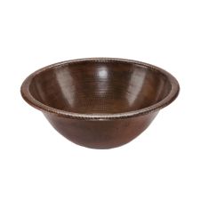 17" Round Oil Rubbed Bronze Hammered Copper Self Rimming Bathroom Sink