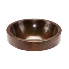 17" Round Oil Rubbed Bronze Hammered Copper Skirted Vessel Sink