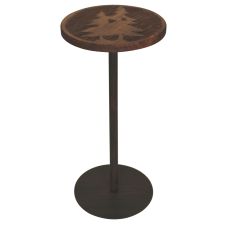 Rustic Round Pine Tree Silhouette Drink Table