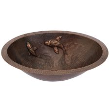 19" Oval Koi Fish Oil Rubbed Bronze Hammered Copper Bathroom Sink