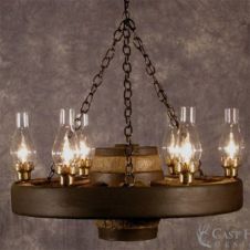 Small Faux Wagon Wheel Chandelier