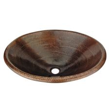 20" Oval Oil Rubbed Bronze Hammered Copper Self Rimming Master Bath Sink