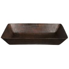 20" Rectangular Oil Rubbed Bronze Hammered Copper Vessel Sink