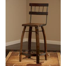Wine Barrel Stave Back Bar Stool--Caramel finish