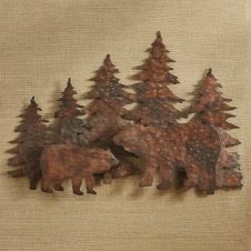 Rustic Hammered Copper Bear Wall Art