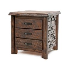 Westcliffe Pointe 3 Drawer Log Nightstand--Barnwood Lager finish