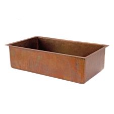 33" Antique Hammered Copper Single Basin Kitchen Sink