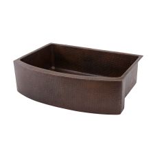 33" Rounded Apron Oil Rubbed Bronze Hammered Copper Single Basin Kitchen Sink