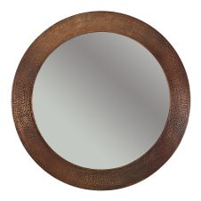 34″ Round Oil Rubbed Bronze Hammered Copper Mirror