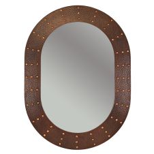 35″ Oval Forged Rivet Oil Rubbed Bronze Hammered Copper Mirror