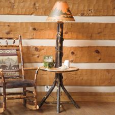 Saranac Hickory Floor Lamp Table