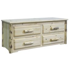 Montana 4 Drawer Log Sitting Chest--Flat drawer fronts, Clear finish