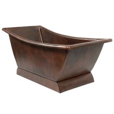 67" Canoa Oil Rubbed Bronze Hammered Copper Single Slipper Bathtub