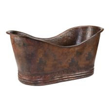 67" Oil Rubbed Bronze Hammered Copper Double Slipper Bathtub