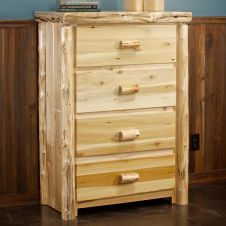 Cedar Lake Cabin 4 Drawer Log Chest--Flat drawer fronts, Clear finish