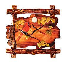 Cardinals In Tree Wood Art | With Log Frame