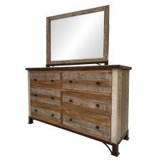 Antique 6 Drawer Barnwood Dresser, Shown with optional Dresser Mirror