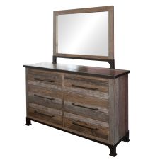 Antique Gray 6 Drawer Barnwood Dresser, Shown with Optional Mirror